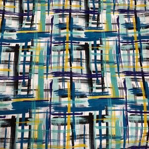 Scribble Abstract Plaid 1 Yard x 58" Stretch Cotton Lycra Sewing Fabric
